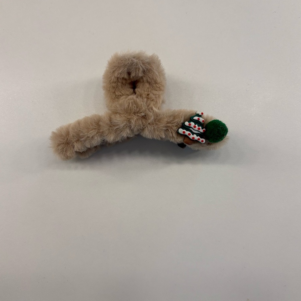 Beige Faux Fur Hair Clip